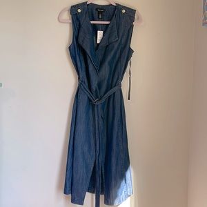 White House Black Market Denim Trench Dress S